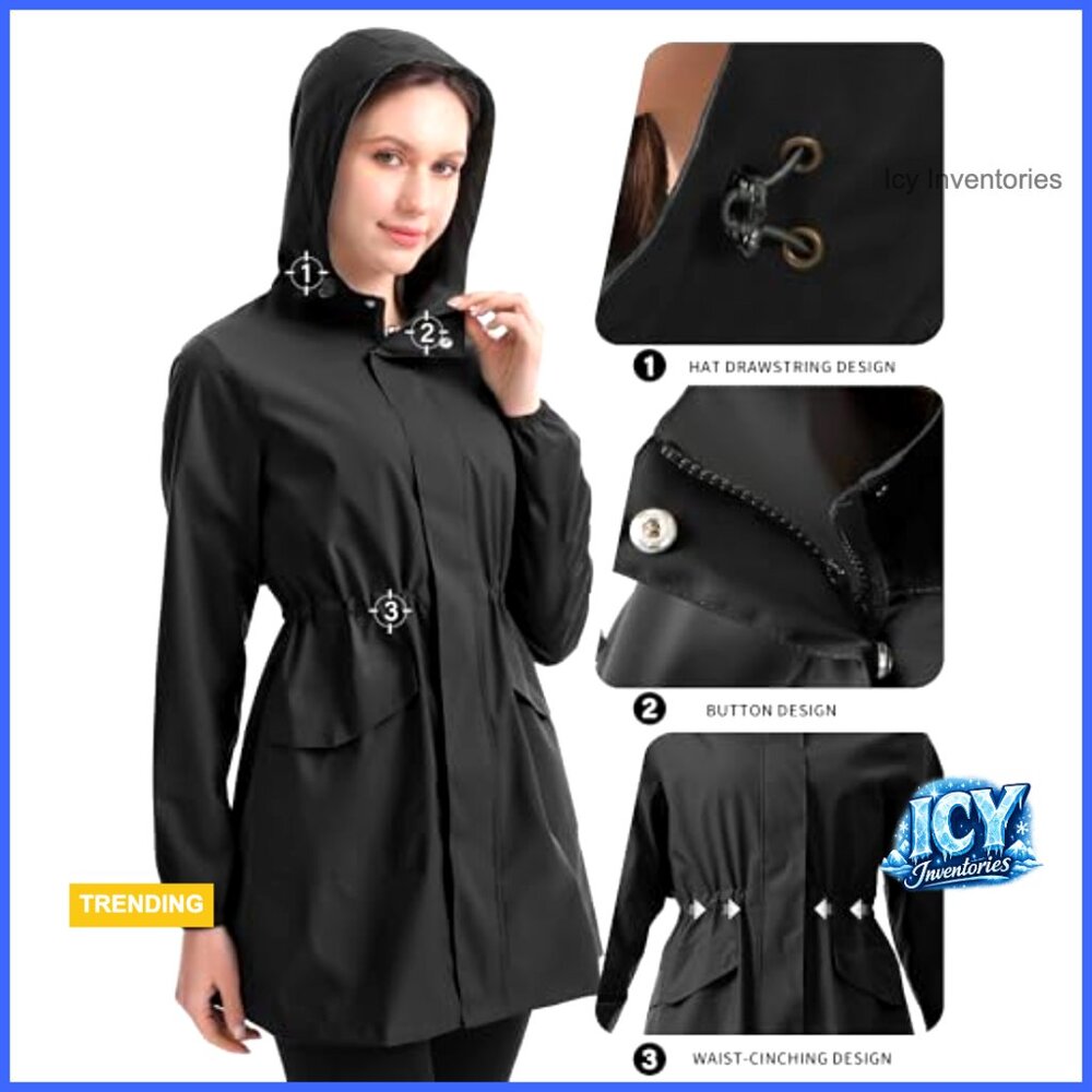 Waterproof Polyester Rain Jacket Packable Lightwe… - image 6